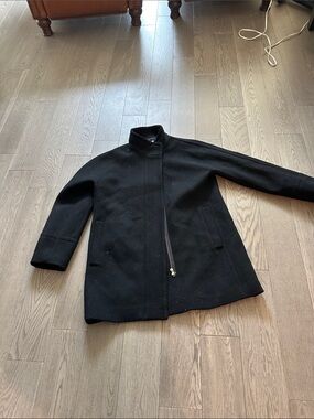 J. Crew Black Wool Zip-Front Coat